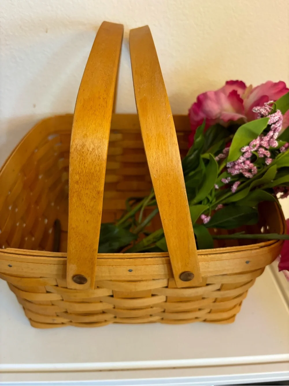 Vintage 1995 Longaberger Square Cake Basket, Swing Handles, 12”x12”x6.25”